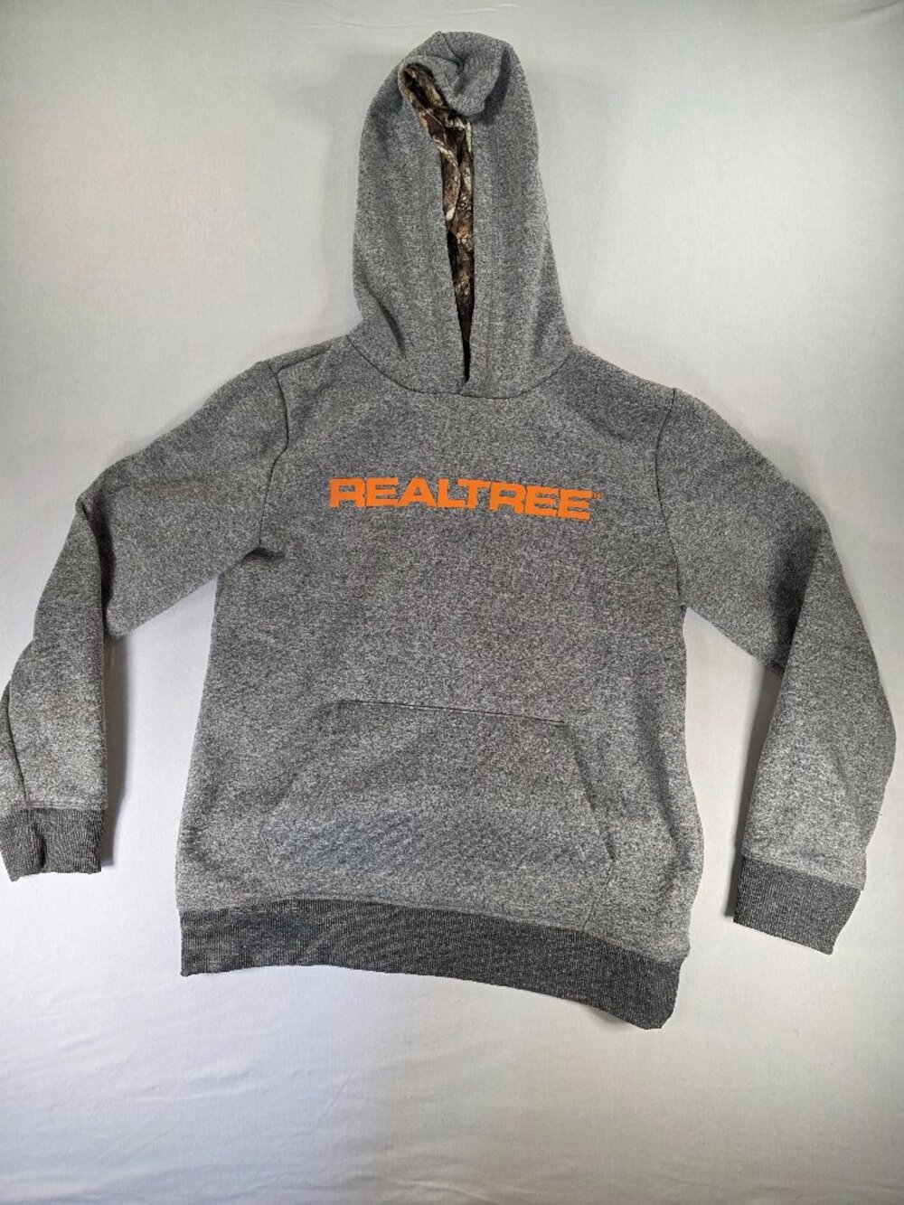 Realtree Hoodie Youth Large 14/16 Gray Camo Lined Pullover Sweatshirt Outdoors